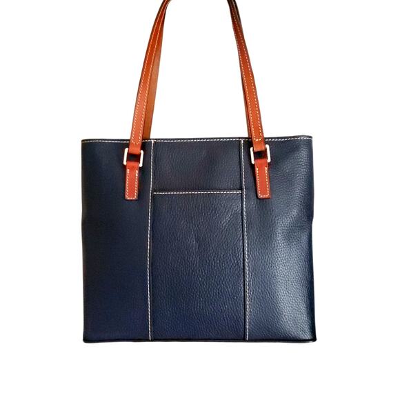 Dooney Bourke Blue Pebbled Leather Tote Shoulder Bag Red Lining Dust Cover Purse - Picture 2 of 12